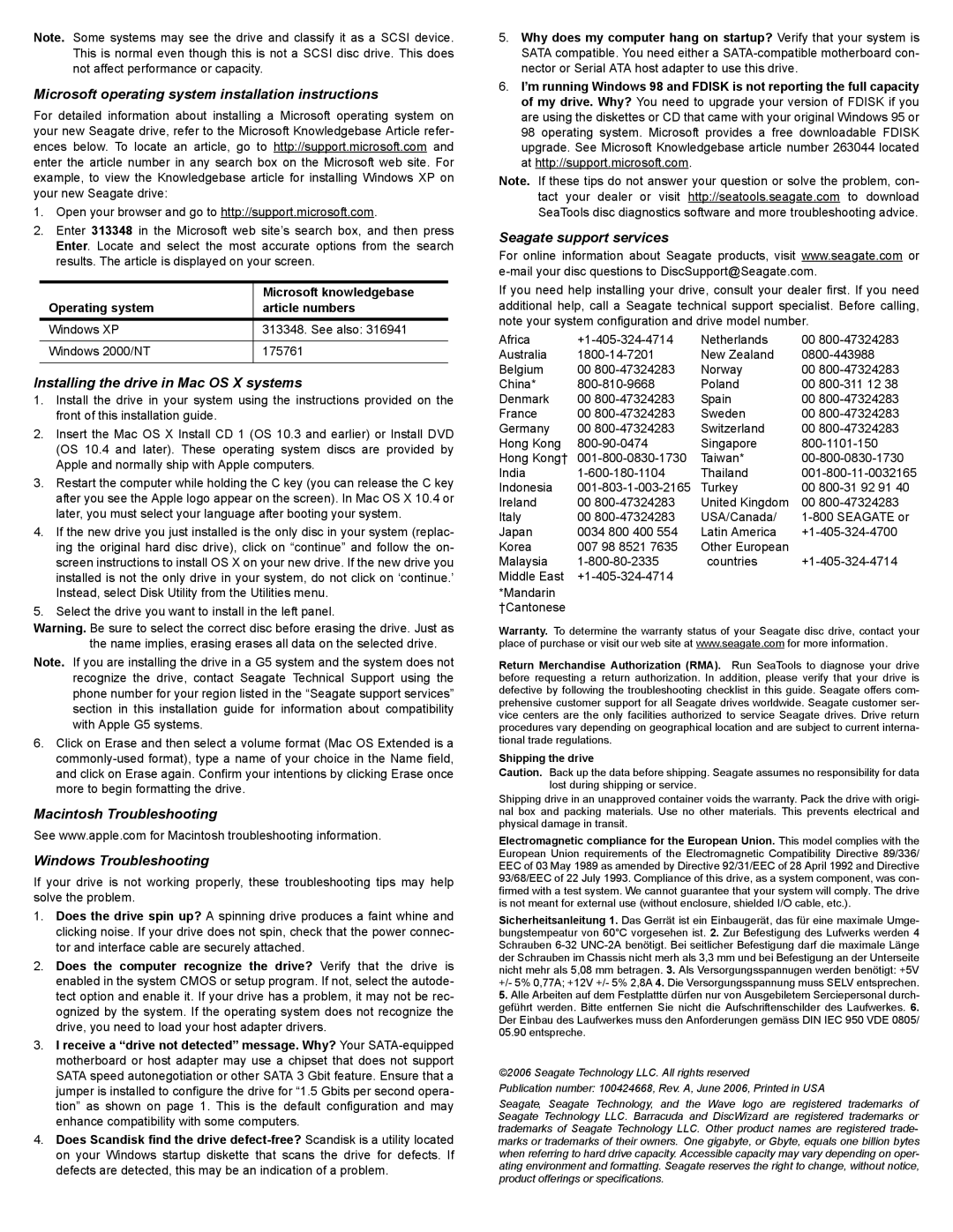 Seagate ST3750640NS Microsoft operating system installation instructions, Installing the drive in Mac OS X systems 