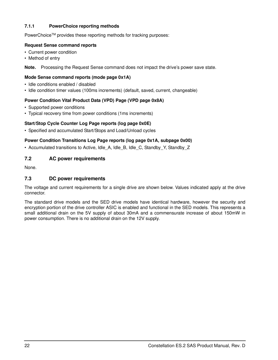 Seagate ST33000652SS, ST33000650SS, ST33000651SS manual AC power requirements, DC power requirements 