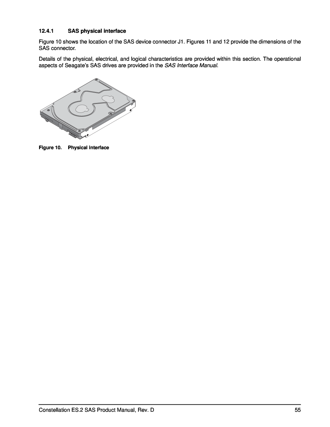 Seagate ST33000652SS, ST33000650SS, ST33000651SS manual SAS physical interface, Physical interface 