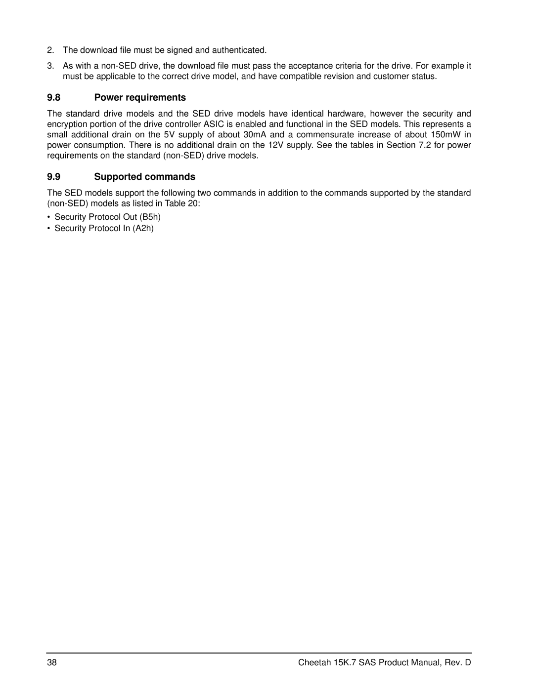 Seagate ST3600857SS, ST3300457SS, ST3450657SS manual Power requirements, Supported commands 