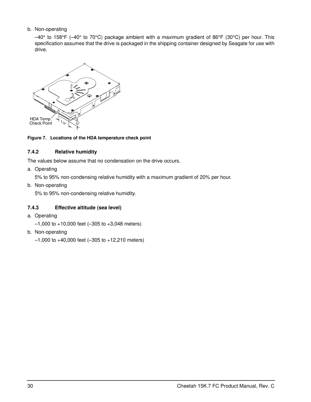 Seagate ST3300557FC, ST3300457FC, ST3300657FC, ST3450857FC manual Relative humidity, Effective altitude sea level a. Operating 