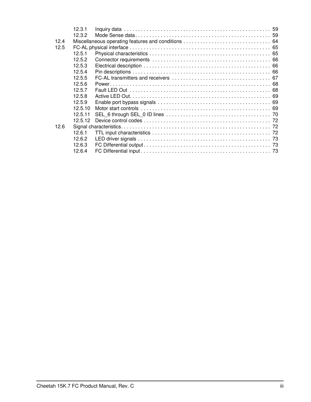 Seagate ST3450657FC, ST3300557FC, ST3300457FC, ST3300657FC, ST3450857FC manual Cheetah 15K.7 FC Product Manual, Rev. C Iii 