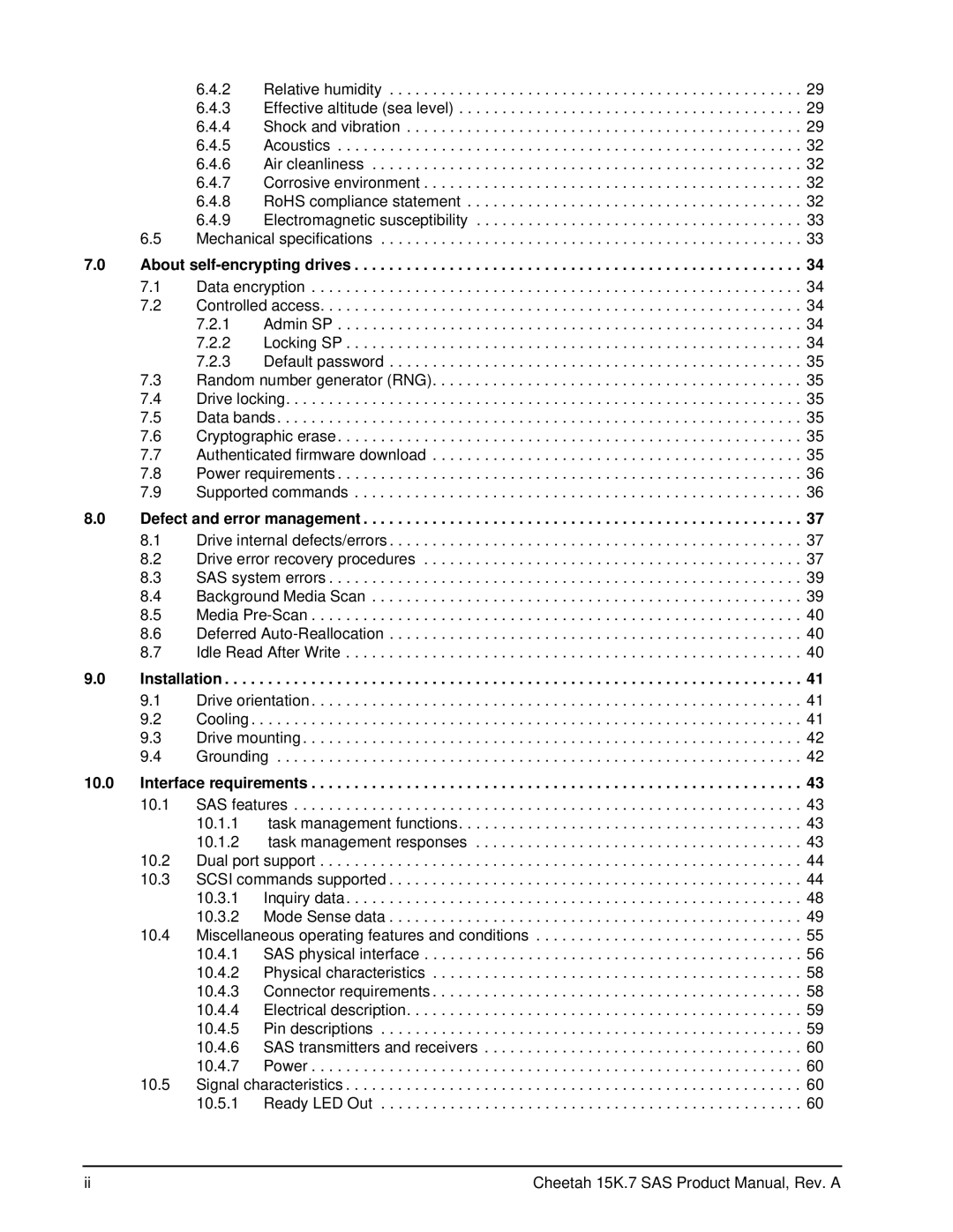 Seagate ST3600957SS manual About self-encrypting drives, Defect and error management, Installation, Interface requirements 