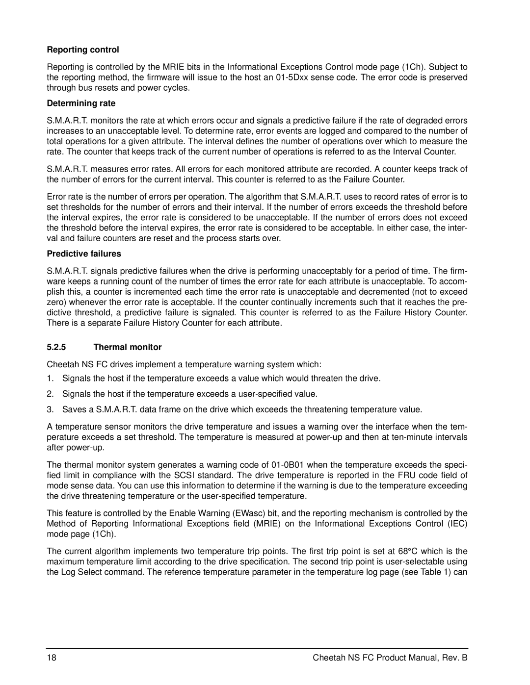 Seagate ST3300955FC, ST3400755FC manual Reporting control, Determining rate, Predictive failures, Thermal monitor 