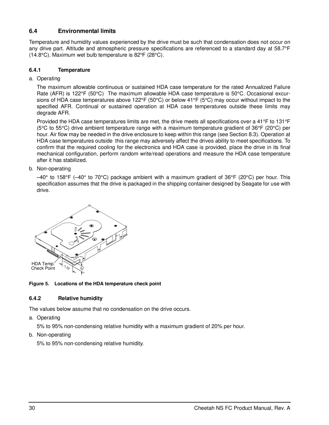 Seagate ST3300955FC, ST3400755FC manual Environmental limits, Temperature, Relative humidity 