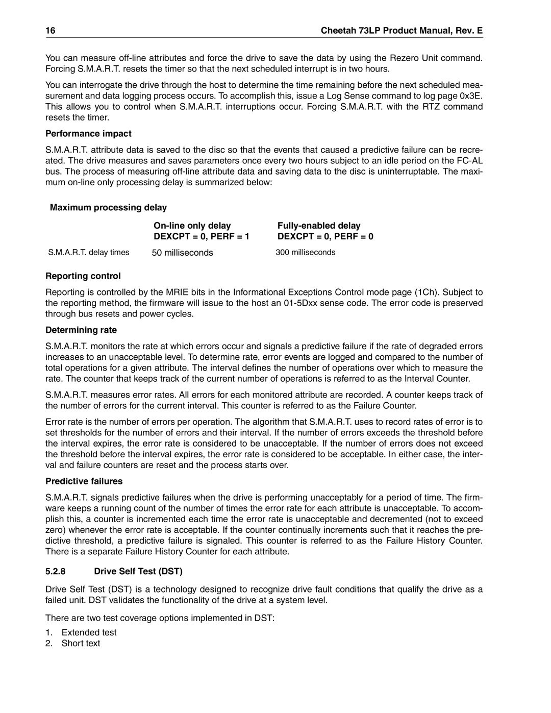 Seagate ST336605LW/LC/LCV manual Performance impact, Milliseconds, Reporting control, Determining rate, Predictive failures 