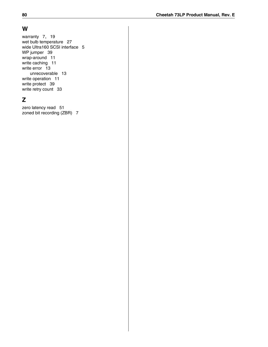 Seagate ST336605LW/LC/LCV, ST373405LW/LWV/LC/LCV manual 80Cheetah 73LP Product Manual, Rev. E 