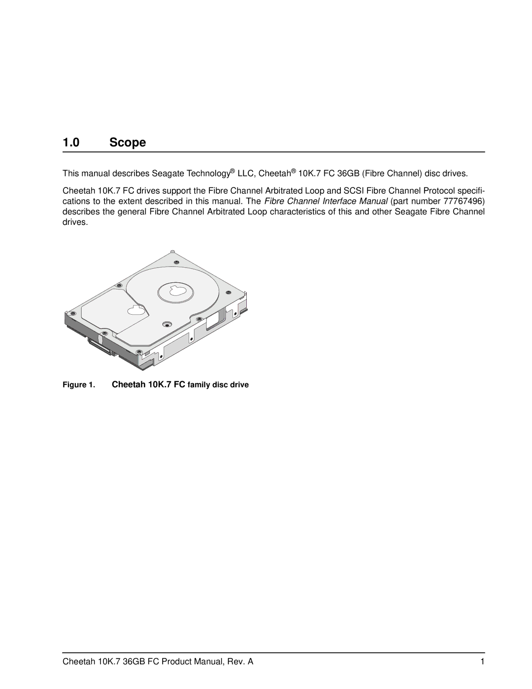 Seagate ST336807FC manual Scope, Cheetah 10K.7 FC family disc drive 