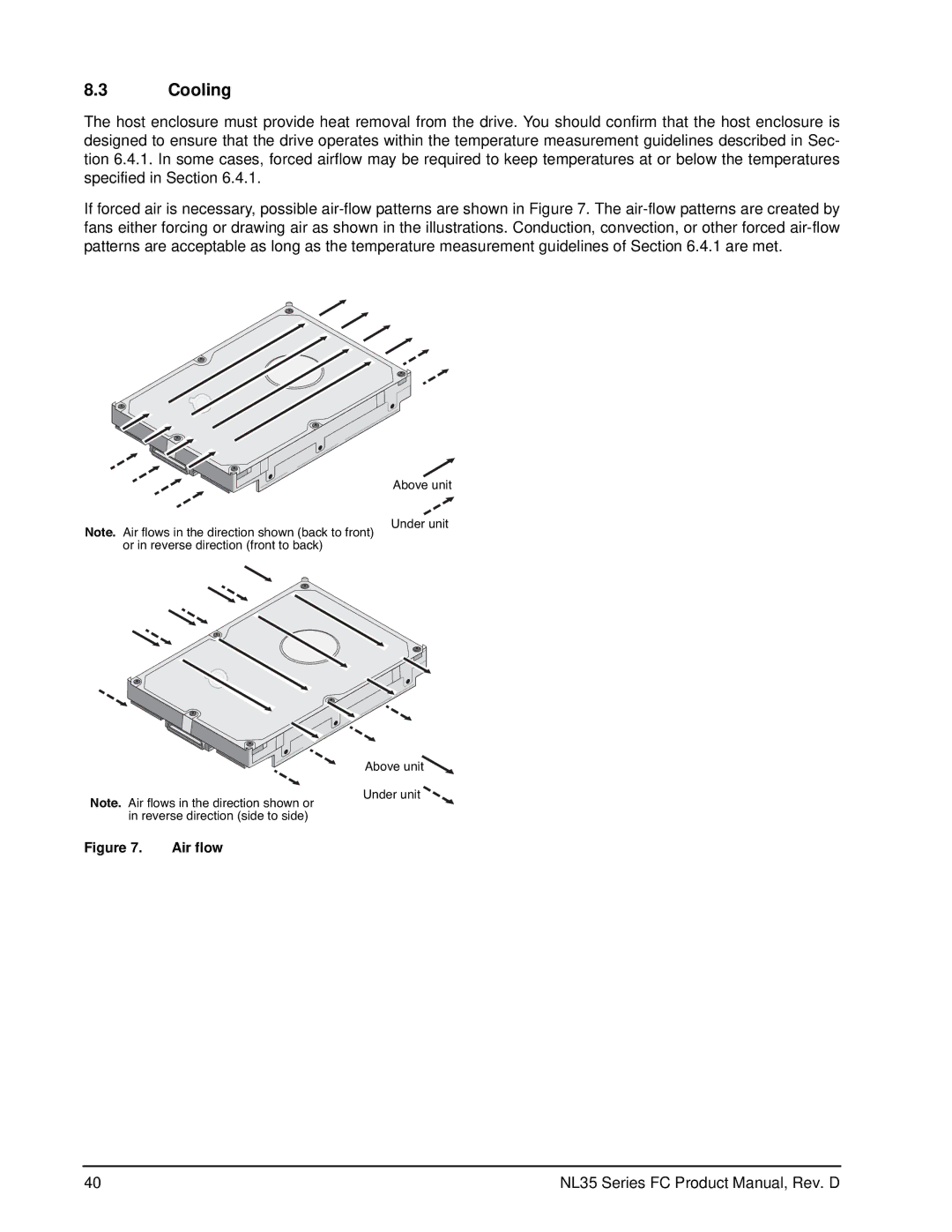 Seagate ST3400071FC, ST3500071FC manual Cooling, Air flow 