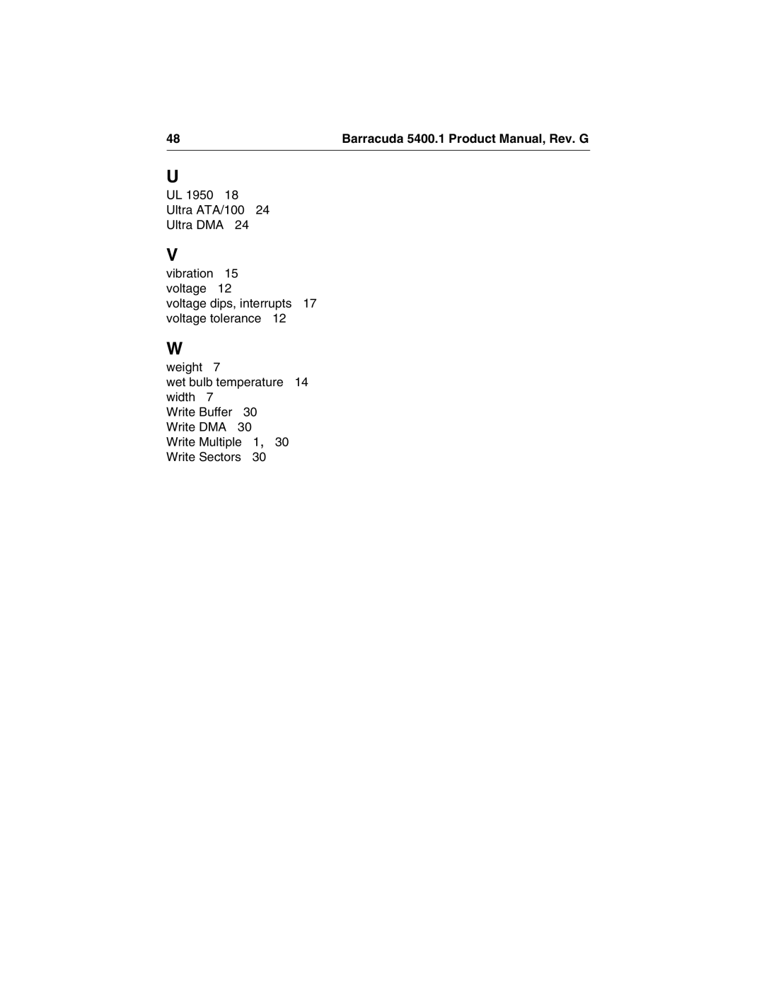 Seagate ST340015A manual 48Barracuda 5400.1 Product Manual, Rev. G 