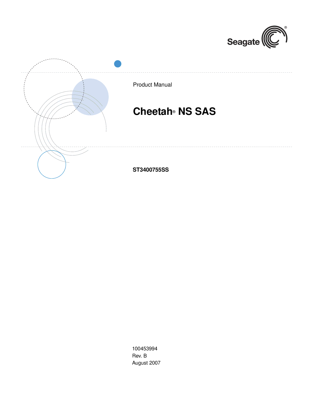 Seagate ST3400755SS manual Cheetah NS SAS 