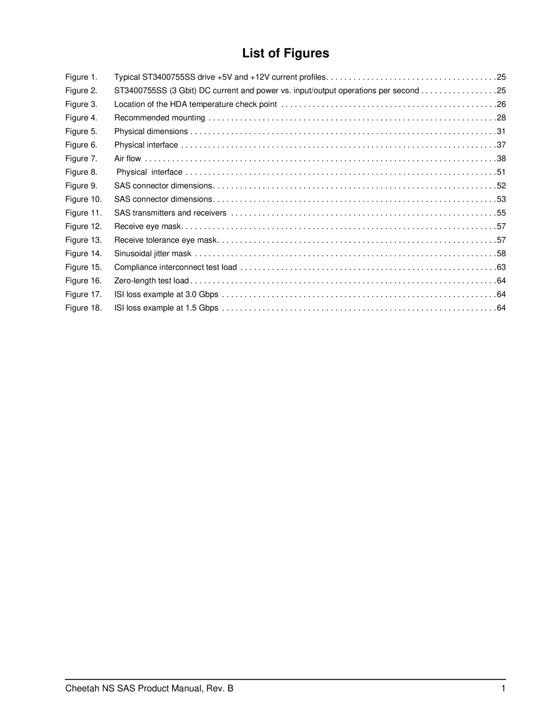 Seagate manual List of Figures, Typical ST3400755SS drive +5V and +12V current profiles 