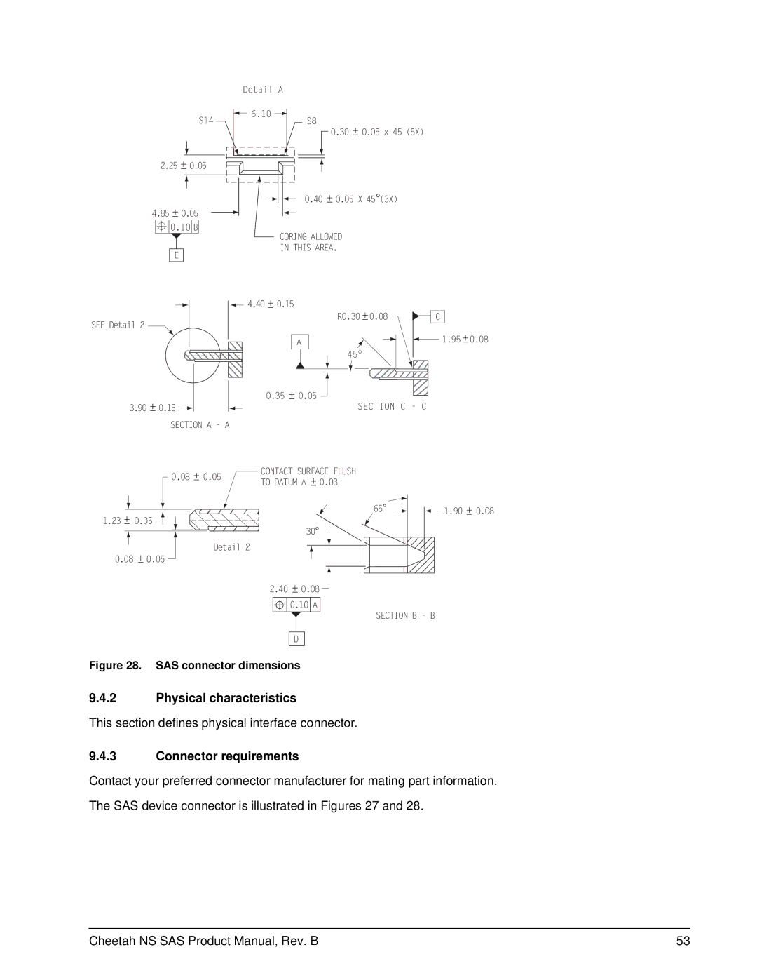 Seagate ST3400755SS manual Physical characteristics, Connector requirements 