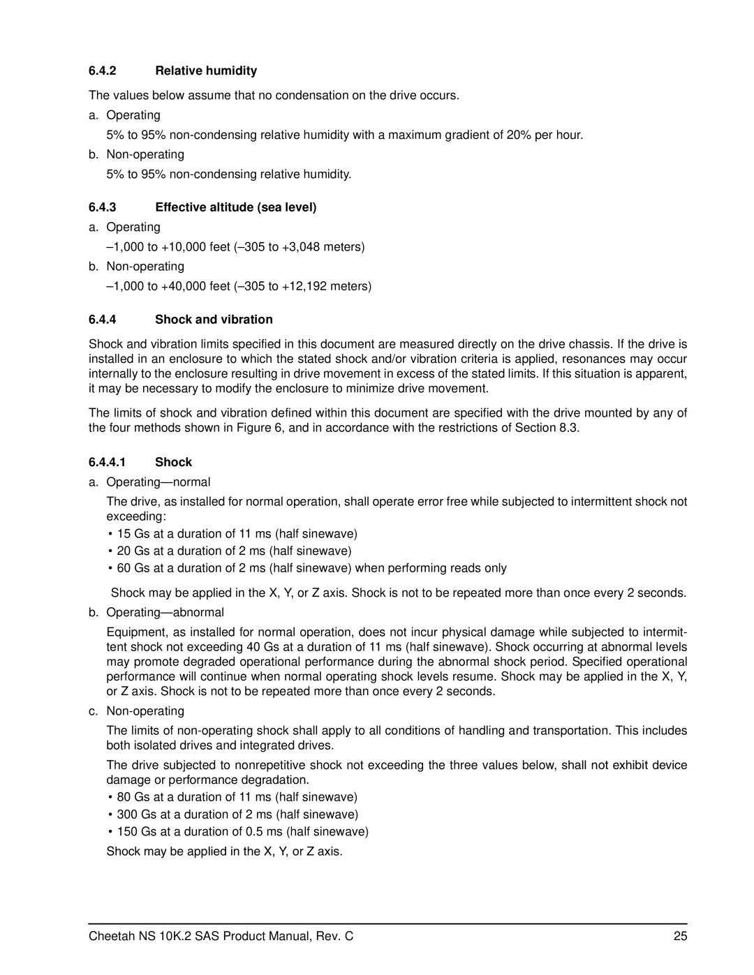 Seagate ST3600002SS, ST3450802SS manual Relative humidity, Effective altitude sea level a. Operating, Shock and vibration 