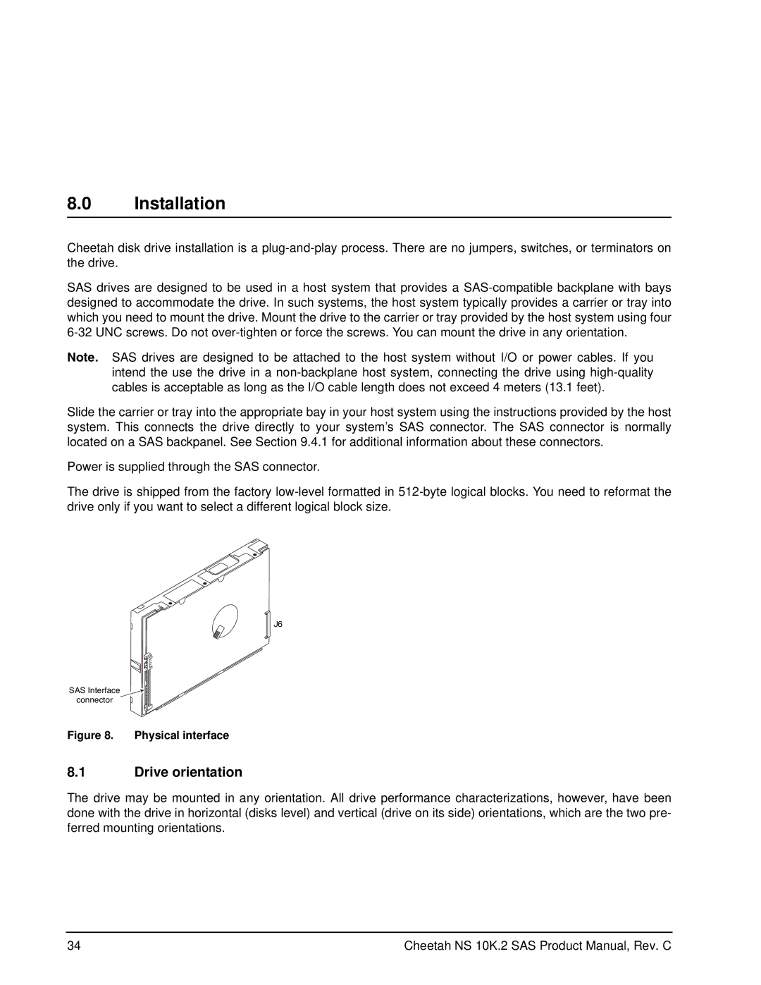 Seagate ST3450802SS, ST3600002SS manual Installation, Drive orientation 