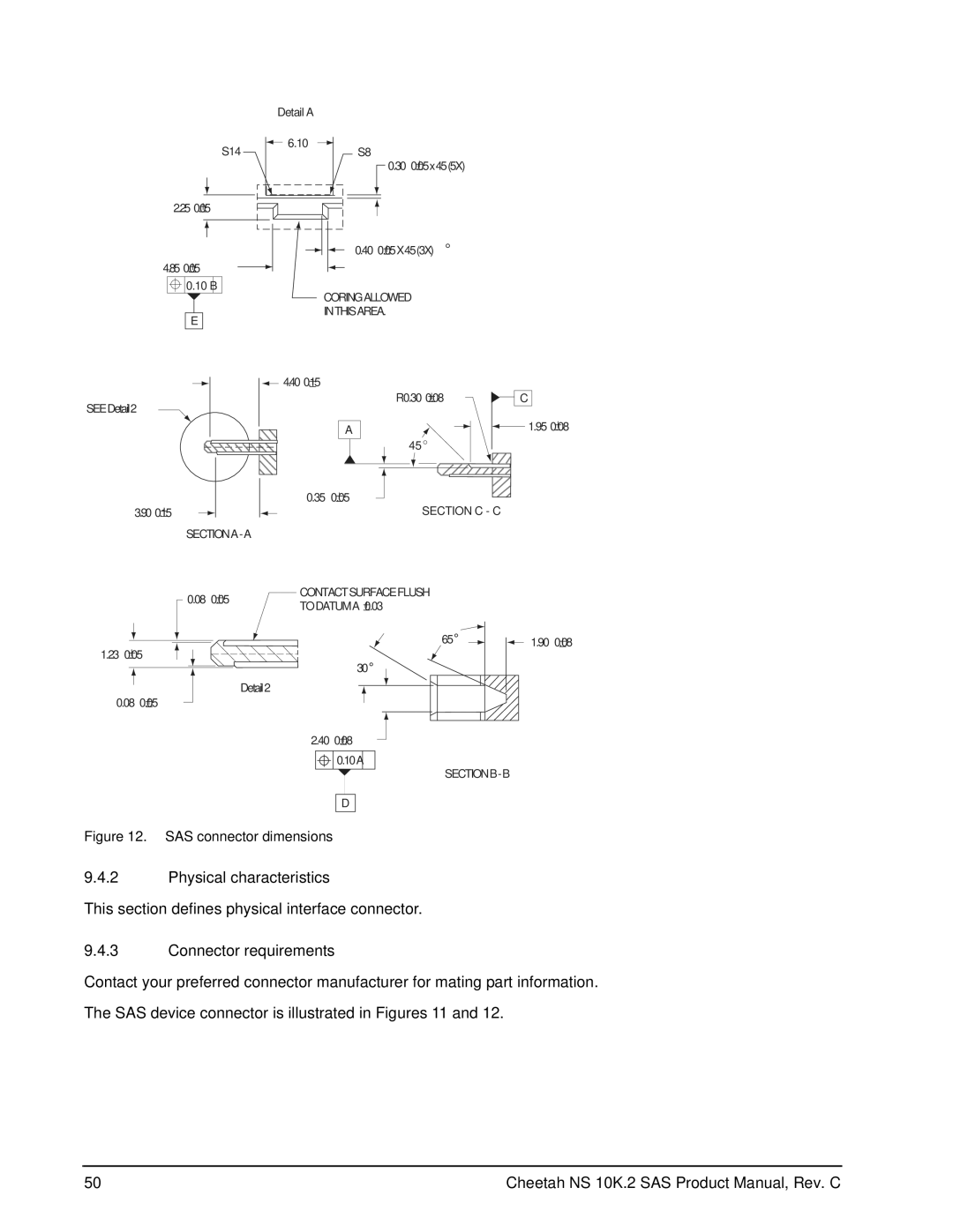 Seagate ST3450802SS, ST3600002SS manual Physical characteristics, Connector requirements 