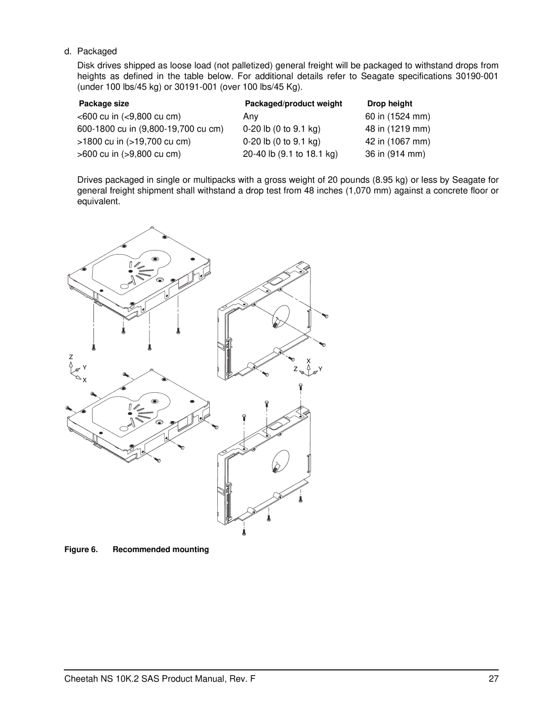 Seagate ST3600002SS, ST3450802SS manual Recommended mounting 