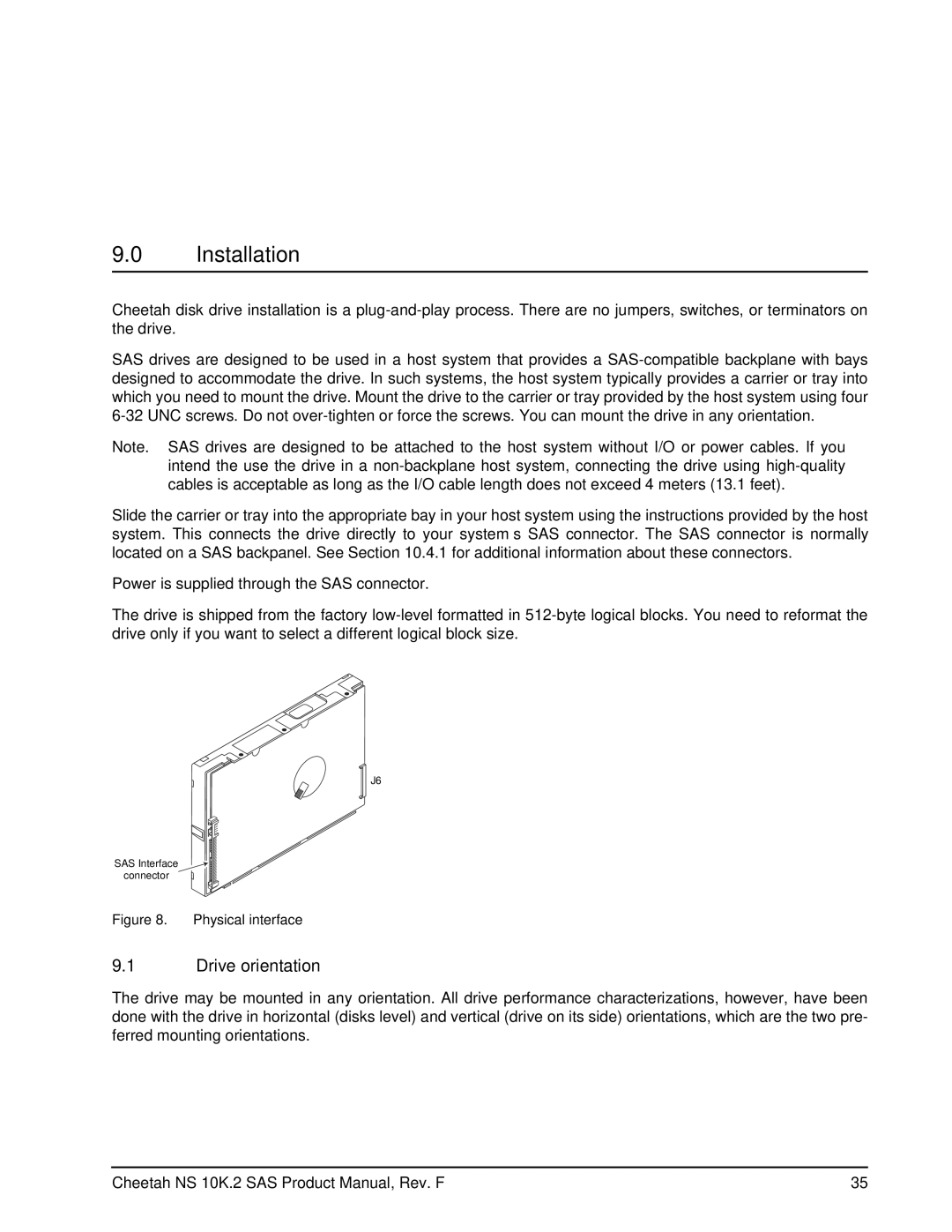 Seagate ST3600002SS, ST3450802SS manual Installation, Drive orientation 