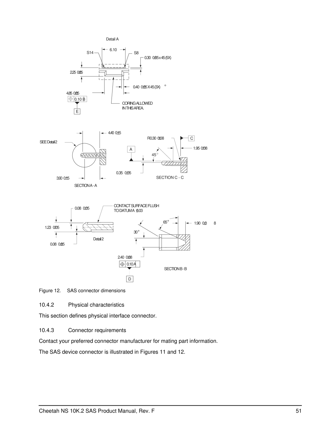 Seagate ST3600002SS, ST3450802SS manual Physical characteristics, Connector requirements 