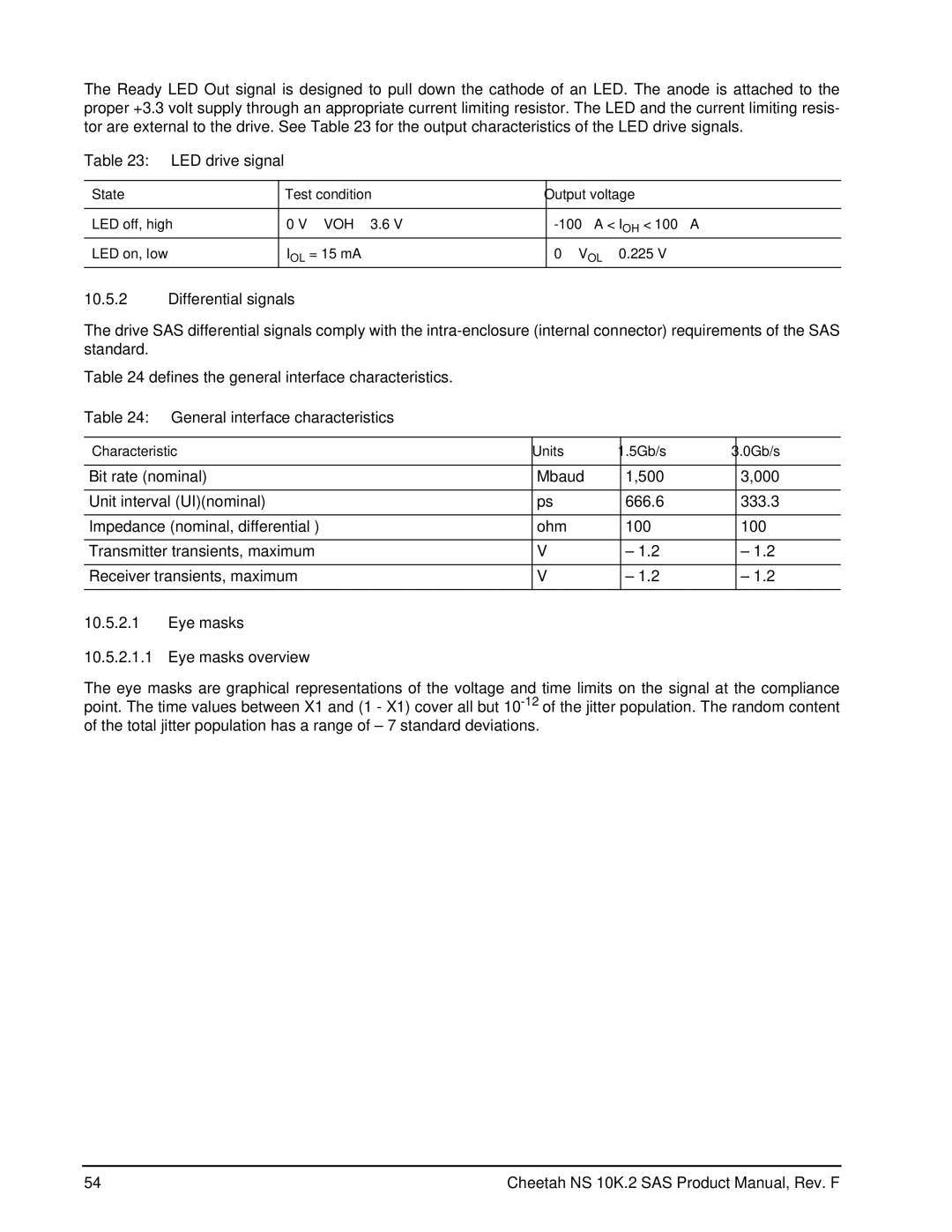 Seagate ST3450802SS, ST3600002SS manual LED drive signal, Differential signals, General interface characteristics 
