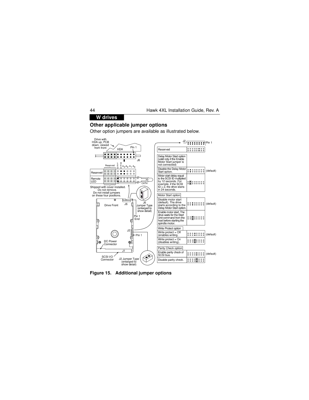 Seagate ST34555N/W manual Other option jumpers are available as illustrated below 