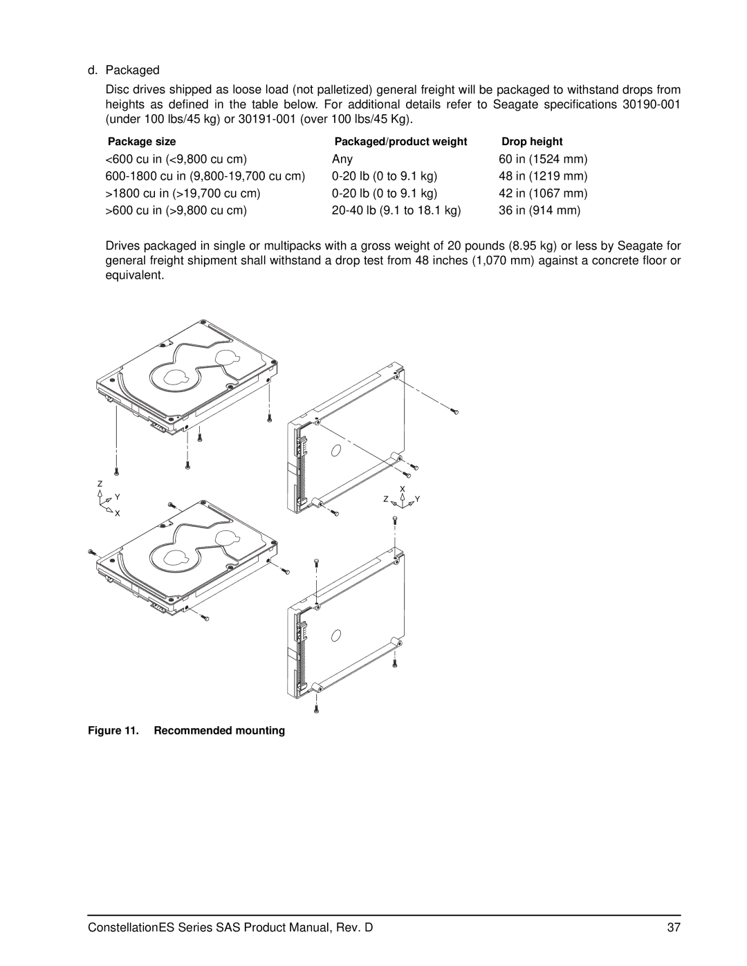 Seagate ST35000415SS, ST35000414SS manual Recommended mounting 