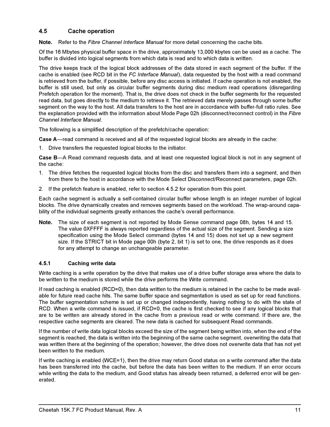 Seagate ST3600057FC manual Cache operation, Caching write data 