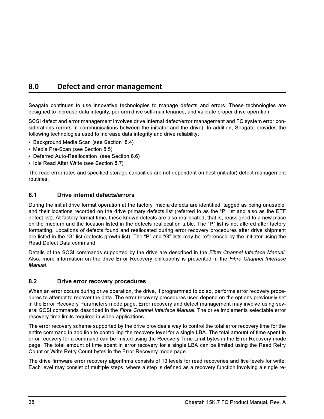 Seagate ST3600057FC manual Defect and error management, Drive internal defects/errors, Drive error recovery procedures 