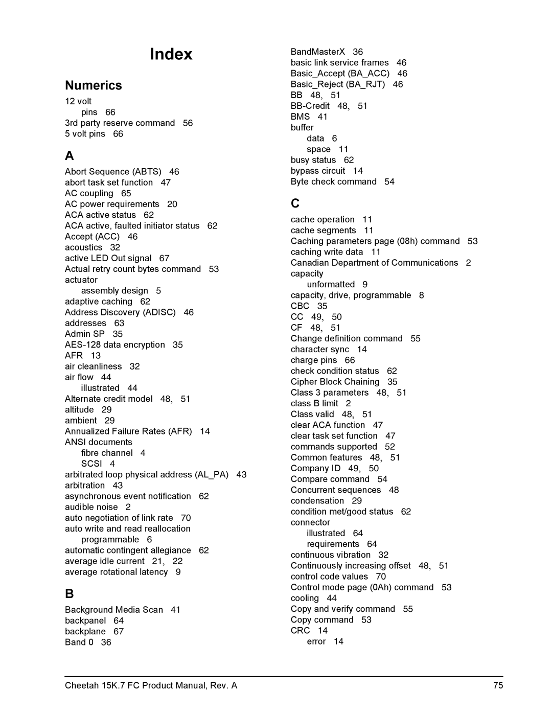 Seagate ST3600057FC manual Index, Numerics 