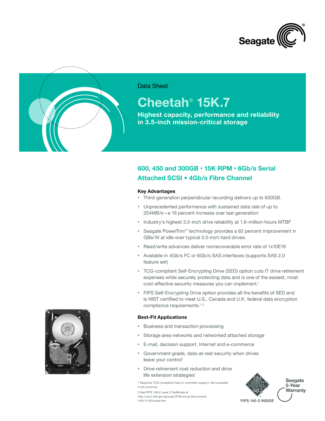 Seagate ST3600057SSRFS manual Key Advantages, Best-Fit Applications 