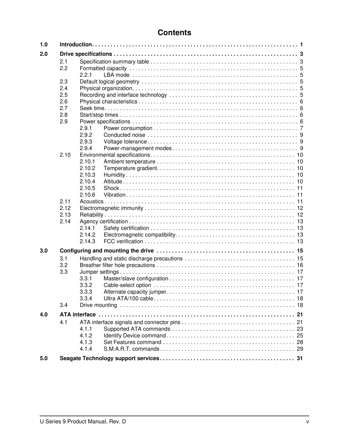 Seagate ST360019A manual Contents 