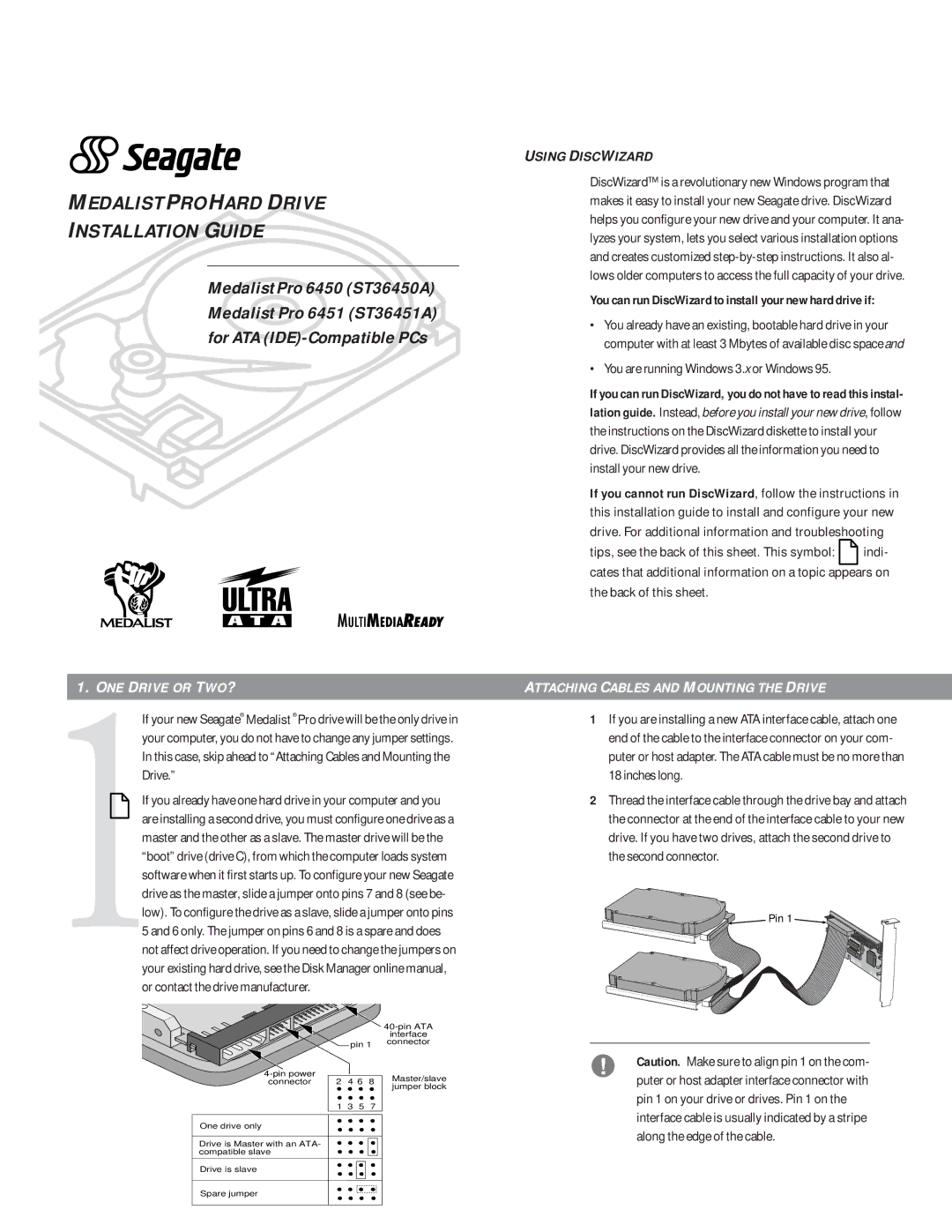 Seagate ST36451A, ST36450A manual Medalist PRO Hard Drive Installation Guide 