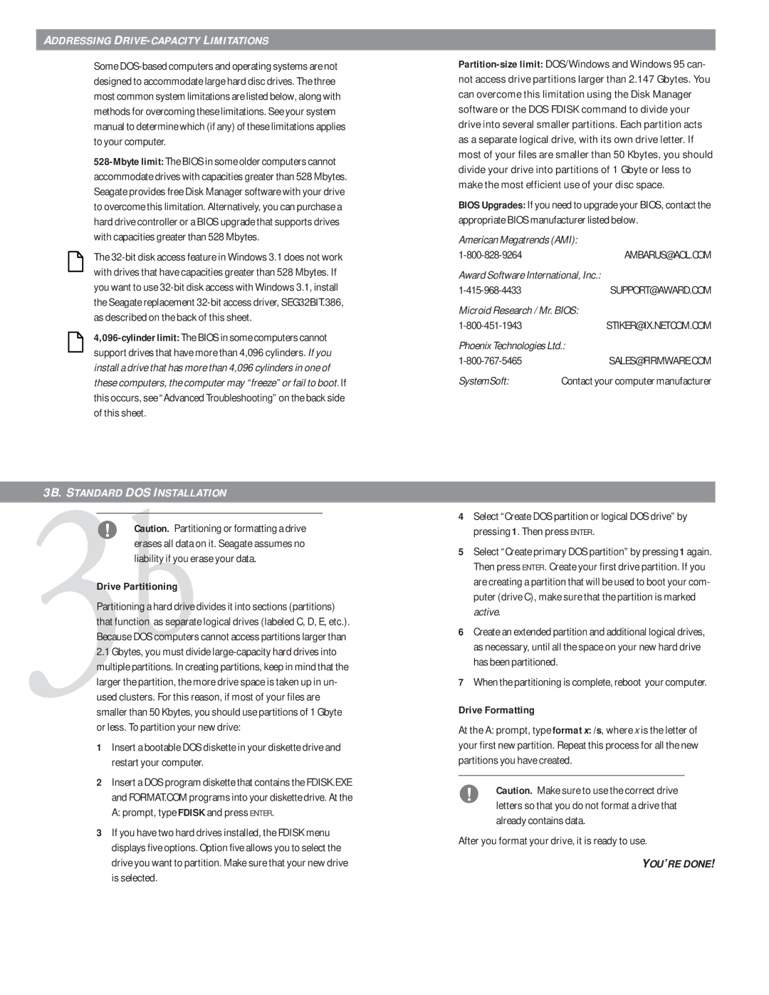 Seagate ST36450A, ST36451A manual Addressing DRIVE-CAPACITY Limitations, Drive Partitioning 