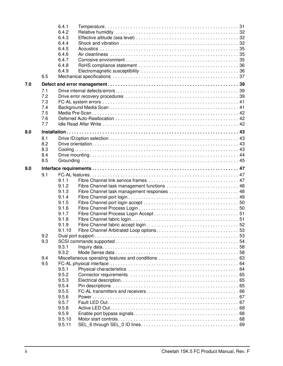 Seagate ST373453LC manual Defect and error management, Installation, Interface requirements 