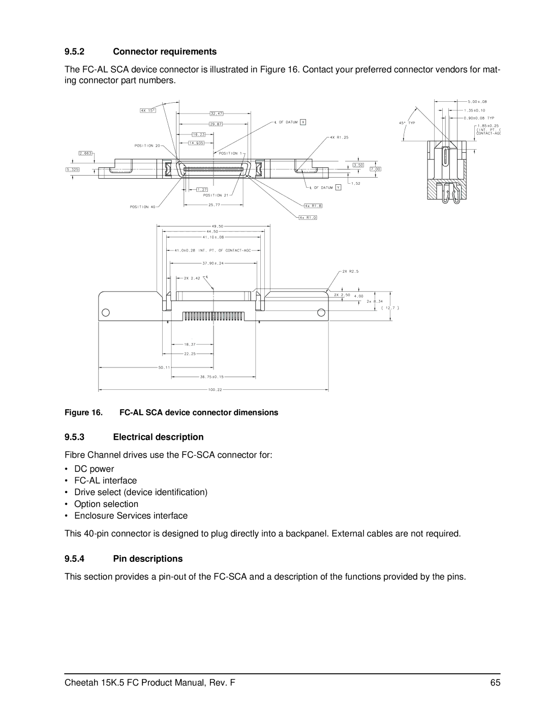 Seagate ST373453LC manual Connector requirements, Electrical description, Pin descriptions 