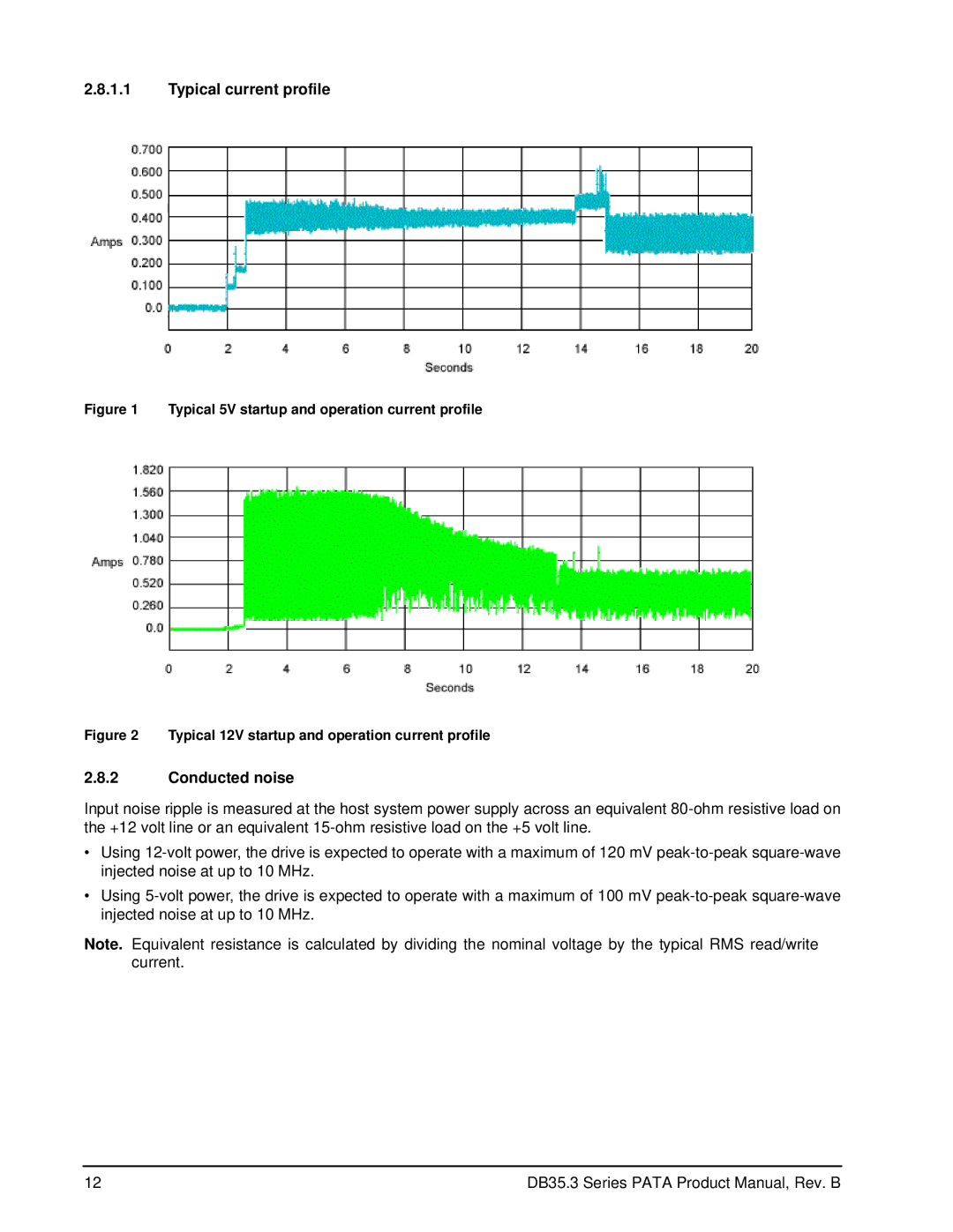 Seagate ST3750840ACE manual Typical current profile, Conducted noise 