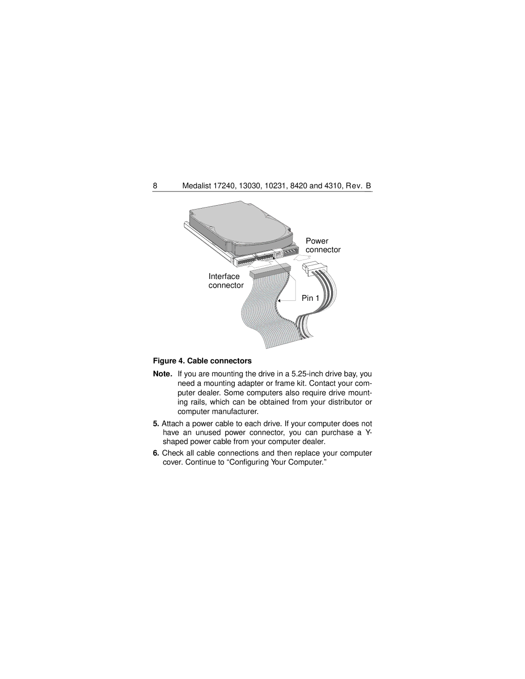 Seagate ST310231A, ST38420A, ST313030A, ST317240A, ST34310A manual Cable connectors 