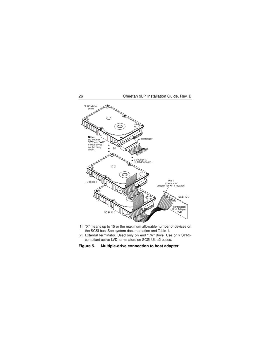 Seagate ST39102LW/LC, ST34502LW/LC manual Multiple-drive connection to host adapter 