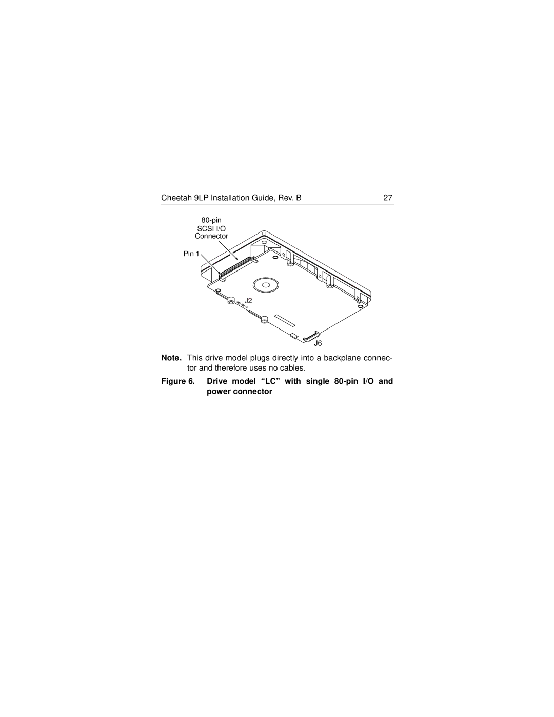 Seagate ST34502LW/LC, ST39102LW/LC manual Drive model LC with single 80-pin I/O and power connector 