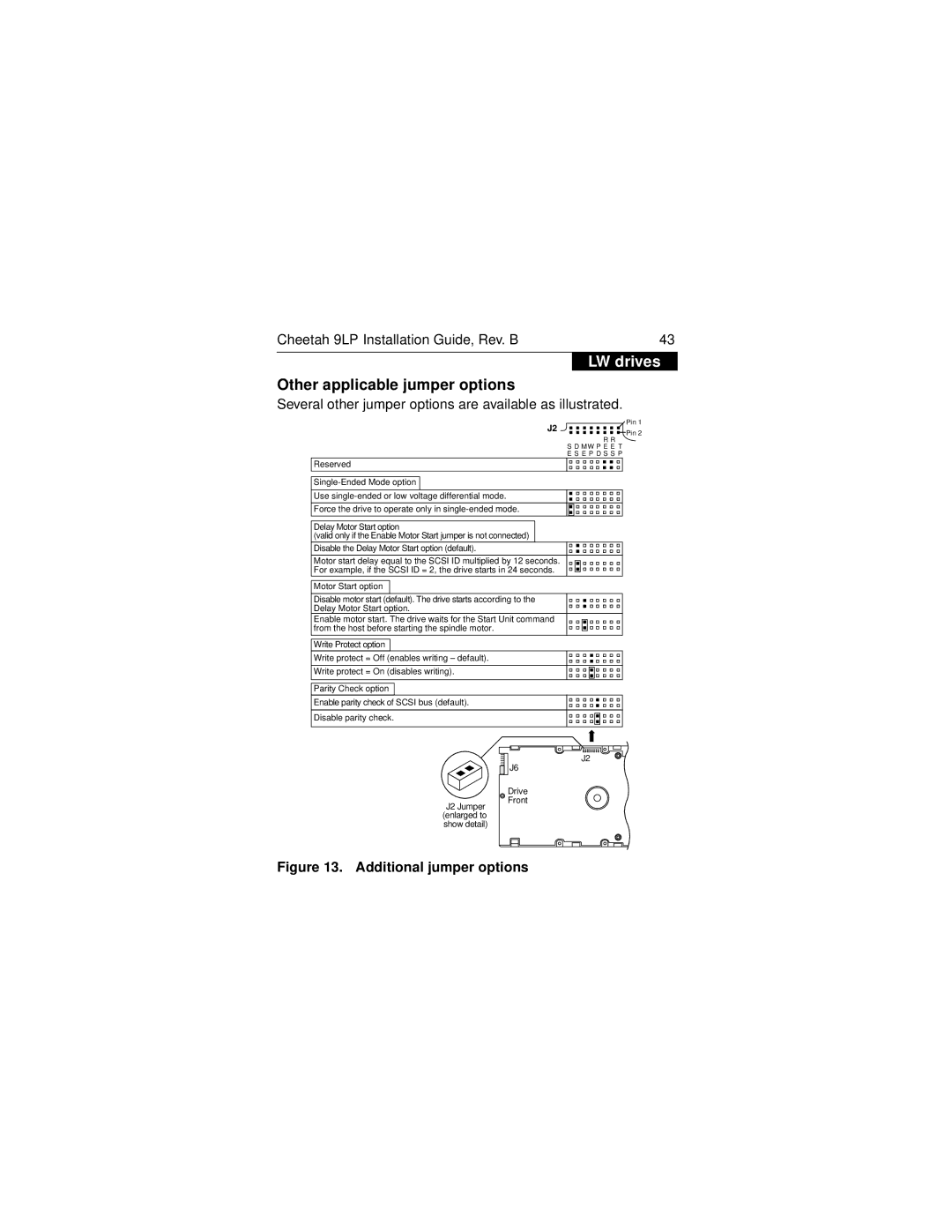 Seagate ST34502LW/LC manual Other applicable jumper options, Several other jumper options are available as illustrated 