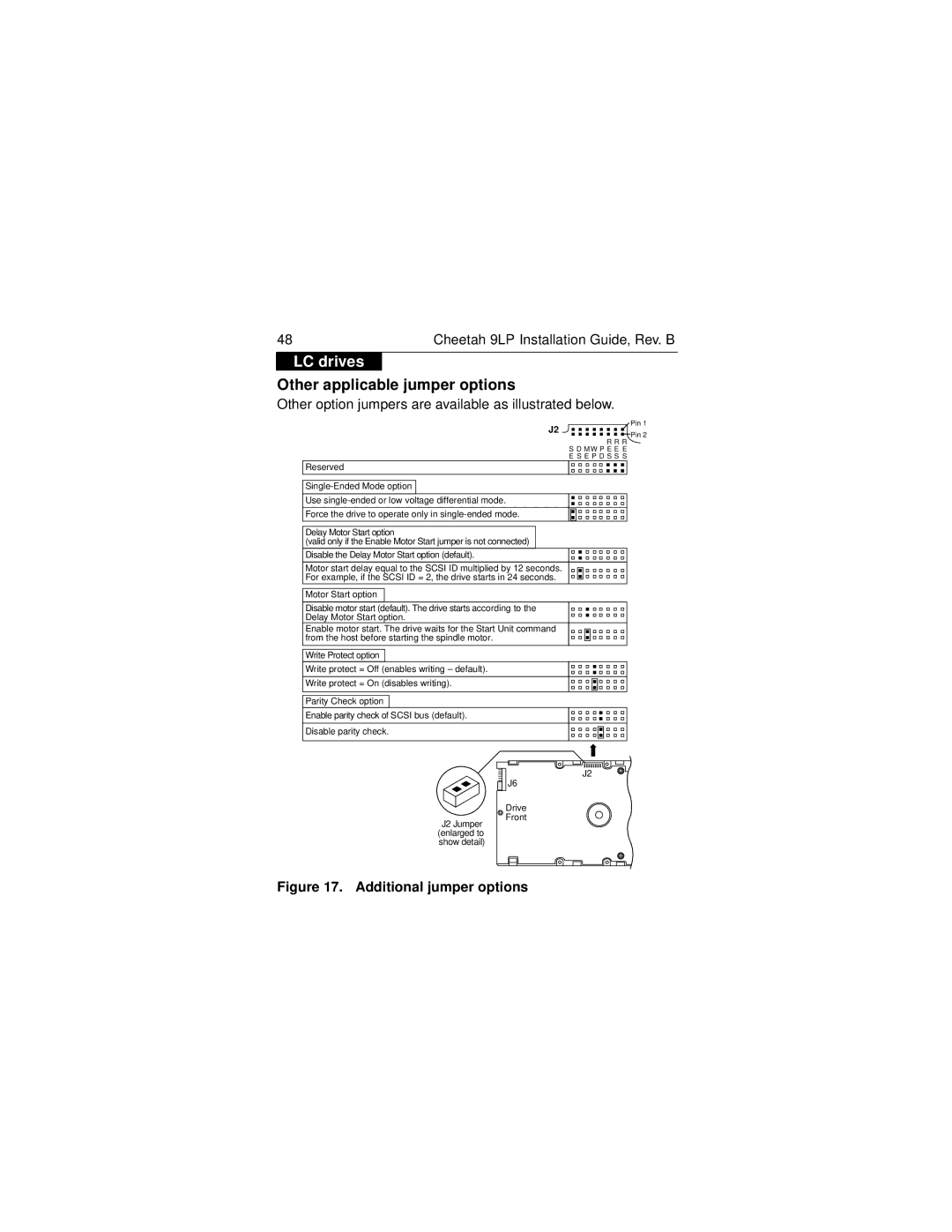 Seagate ST39102LW/LC, ST34502LW/LC manual Other option jumpers are available as illustrated below 