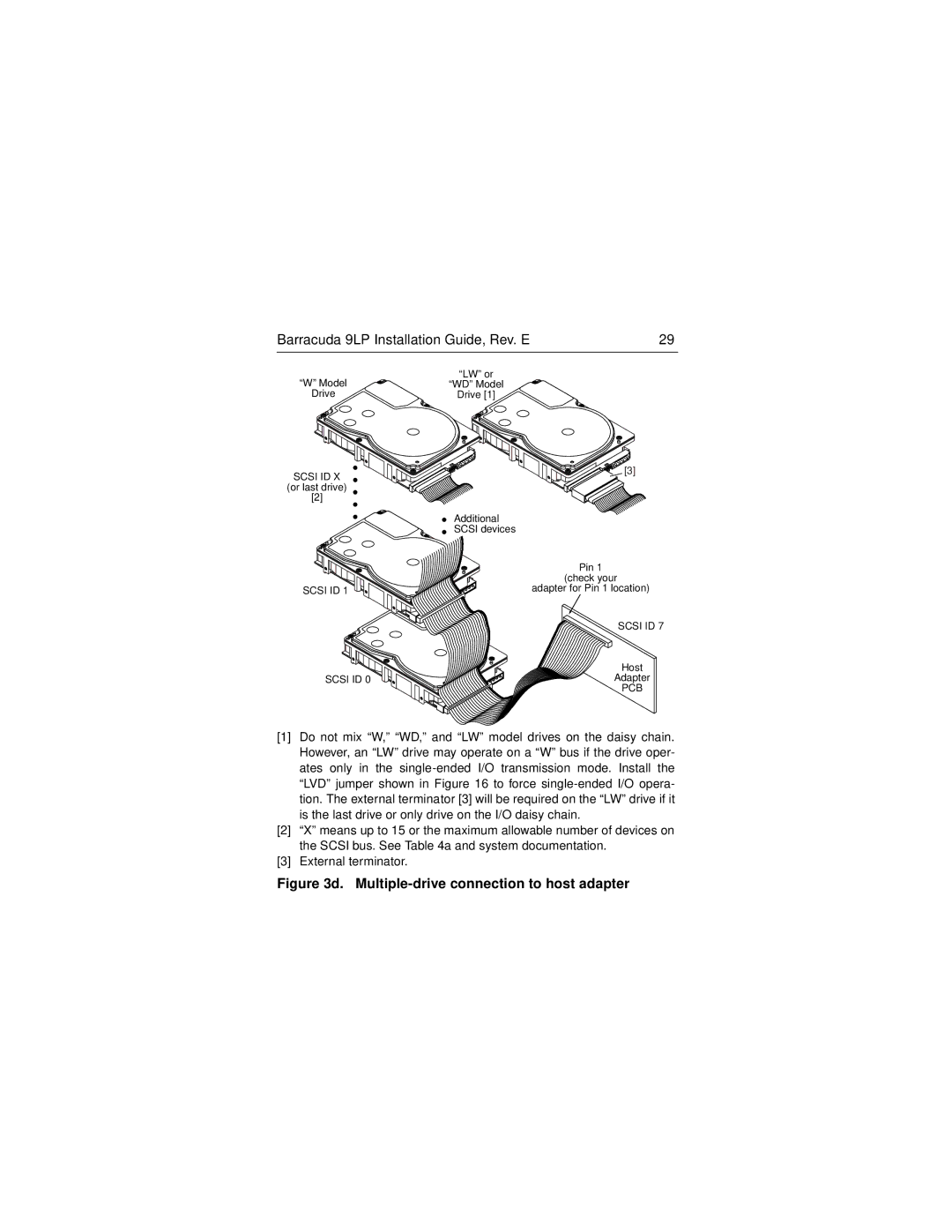 Seagate ST34573N/W/WD/LW/WC/LC, ST39173N/W/WD/LW/WC/LC manual Multiple-drive connection to host adapter 