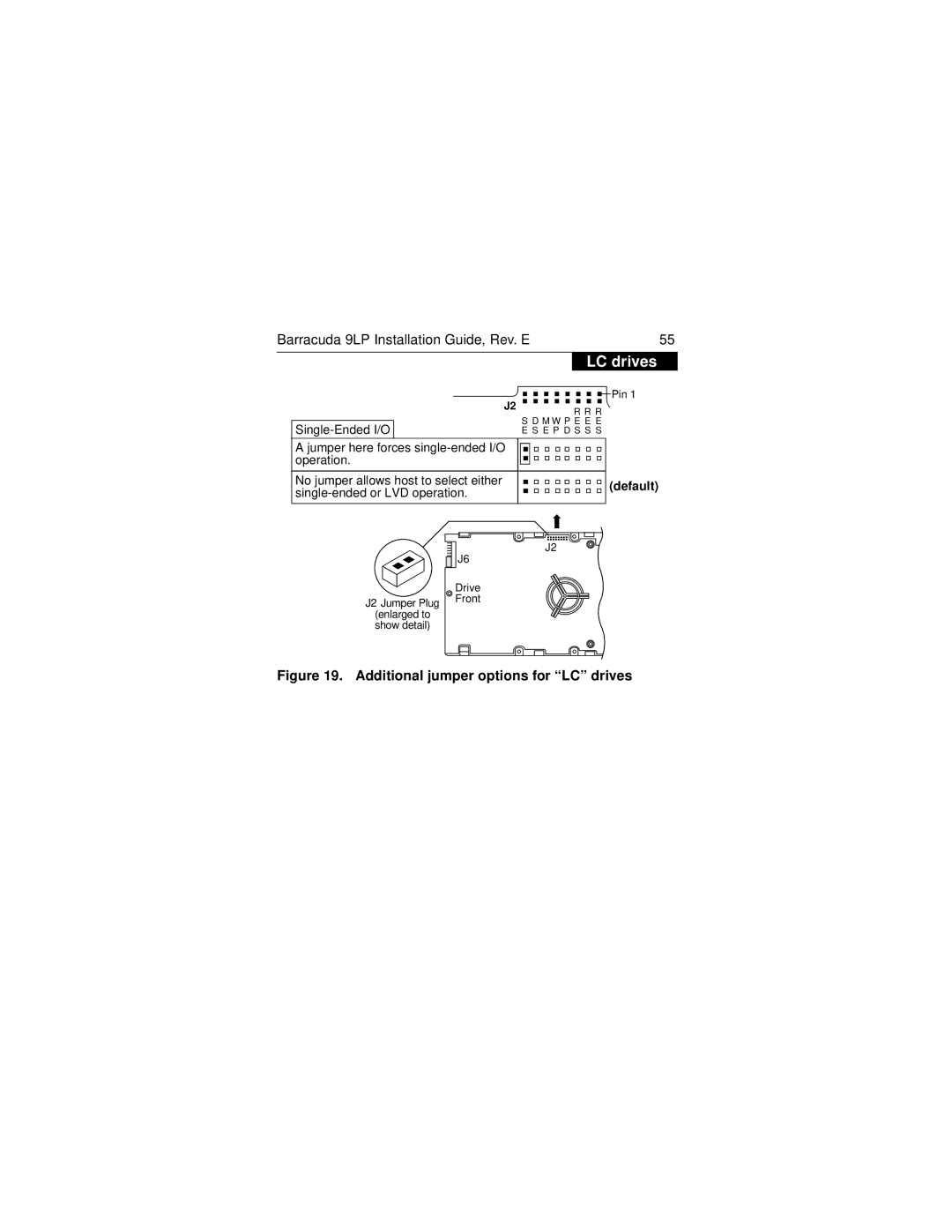 Seagate ST34573N/W/WD/LW/WC/LC, ST39173N/W/WD/LW/WC/LC manual Additional jumper options for LC drives 