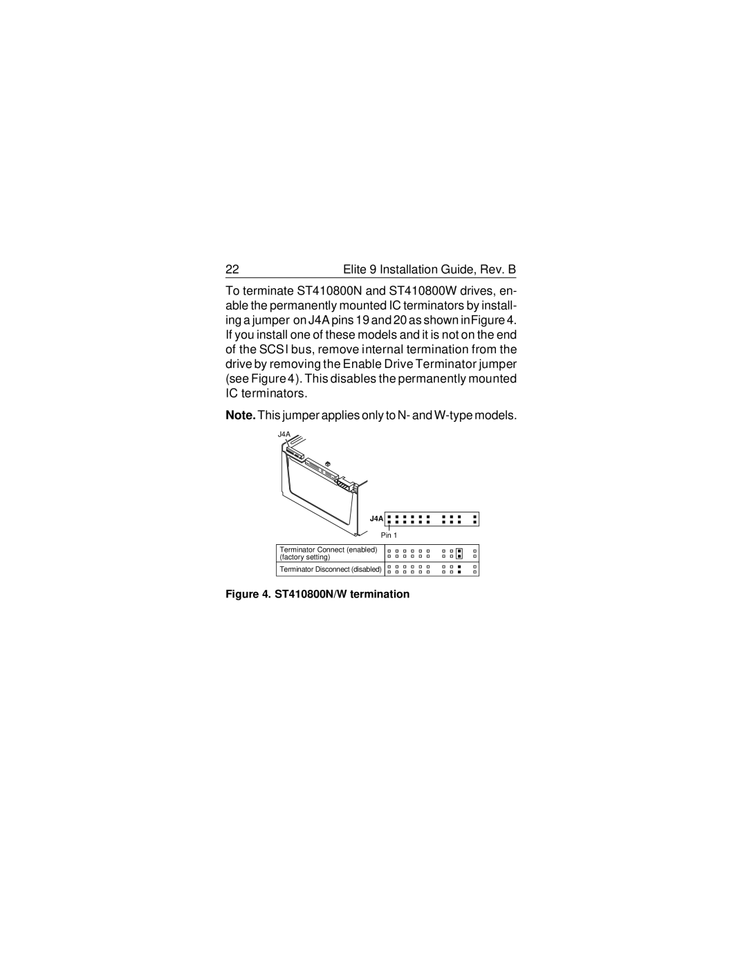 Seagate ST410800N/ND, ST410800W/WD manual ST410800N/W termination 