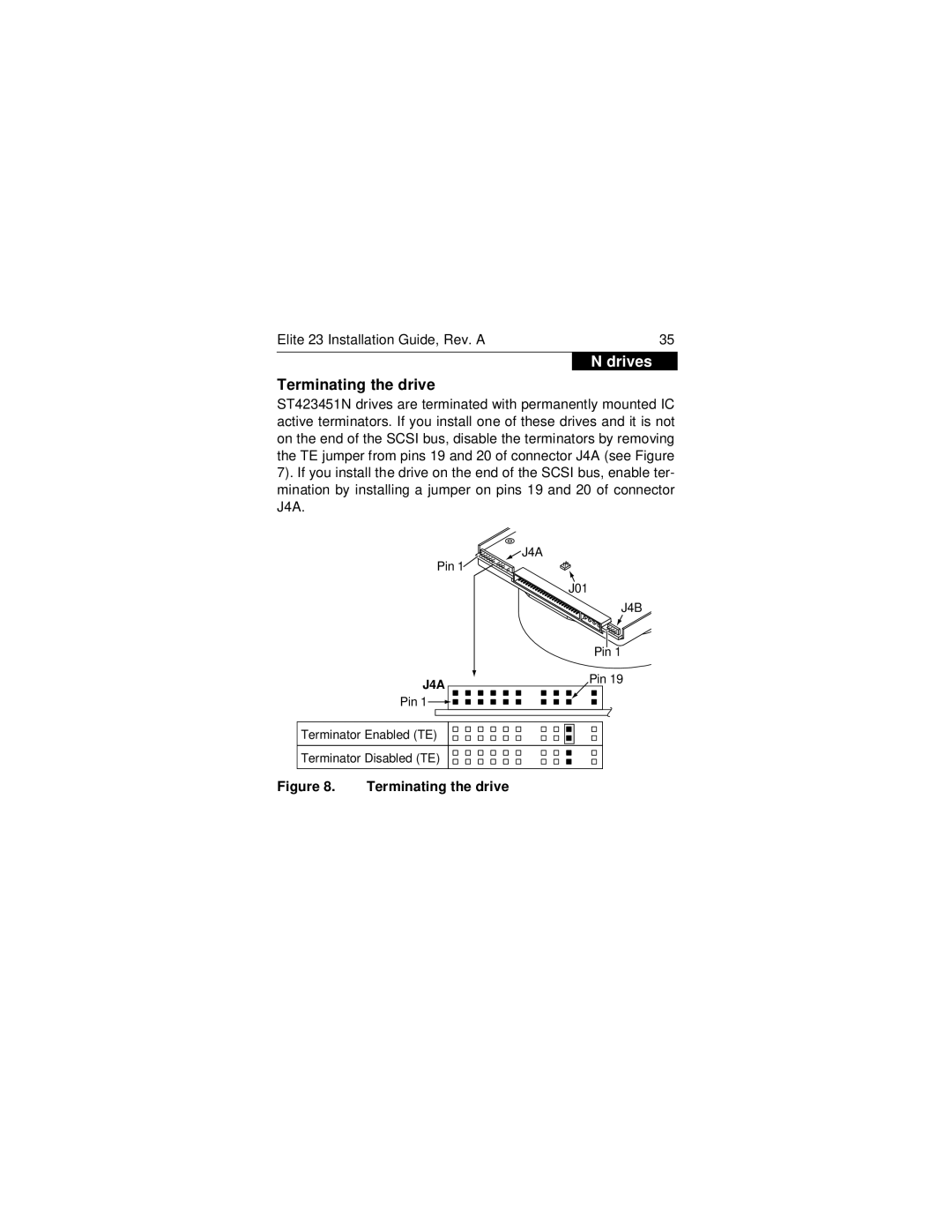 Seagate ST423451N/W/WD manual Terminating the drive 