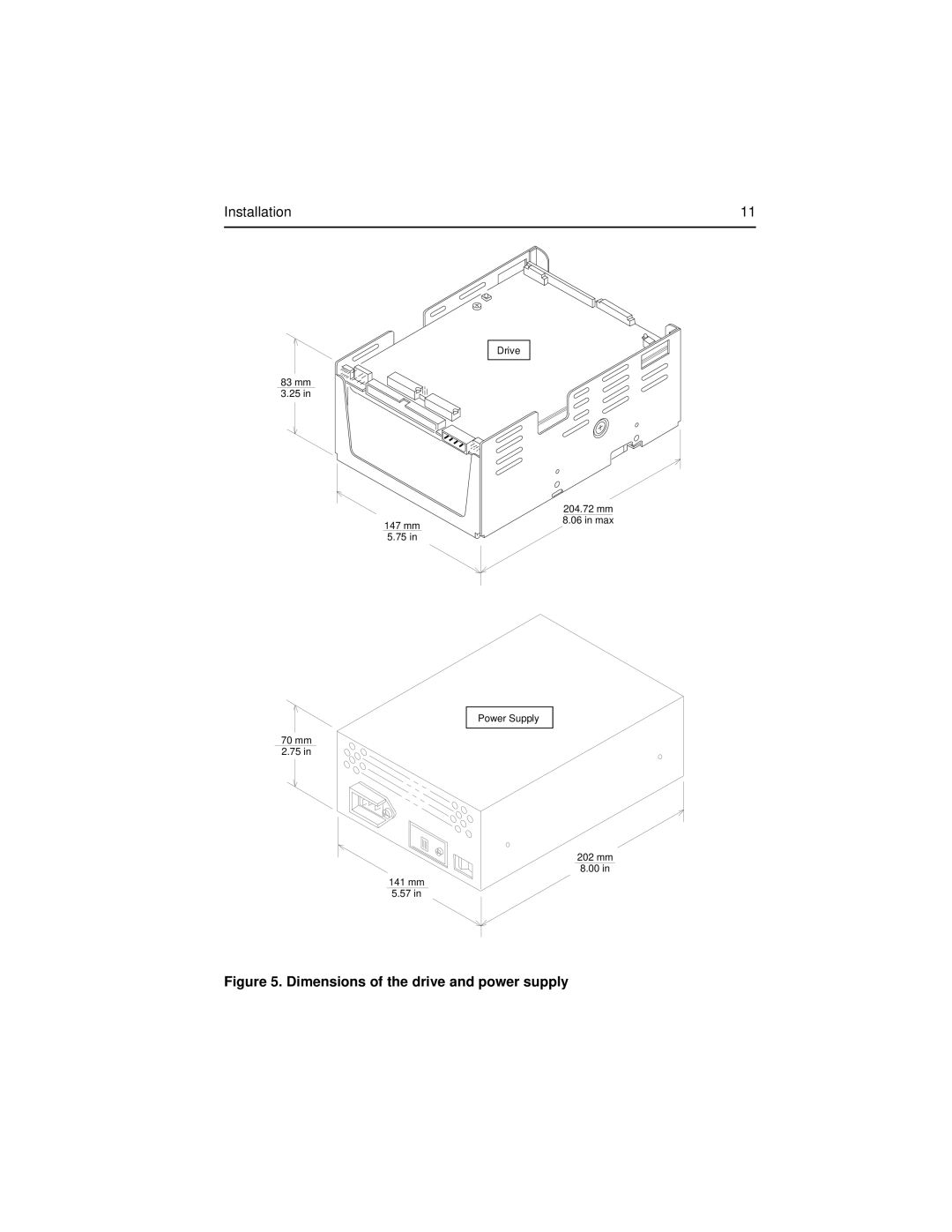 Seagate ST43400N/ND user manual Dimensions of the drive and power supply 