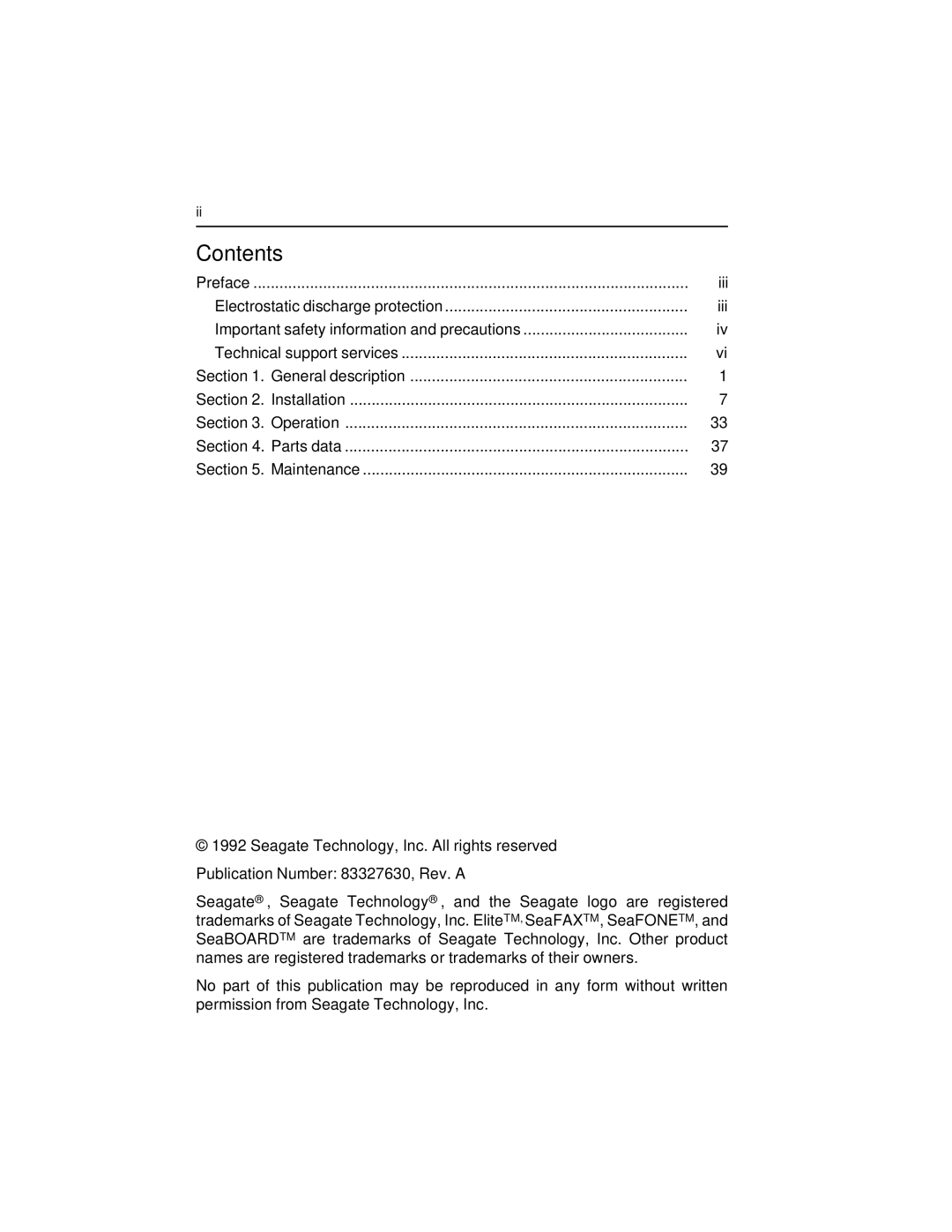 Seagate ST43400N/ND user manual Contents 