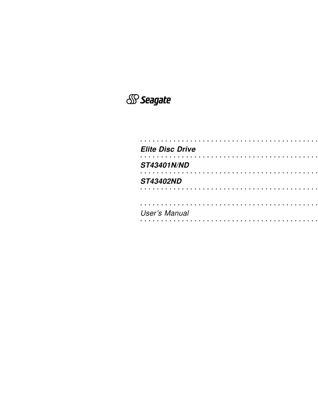 Seagate user manual Elite Disc Drive ST43401N/ND ST43402ND 