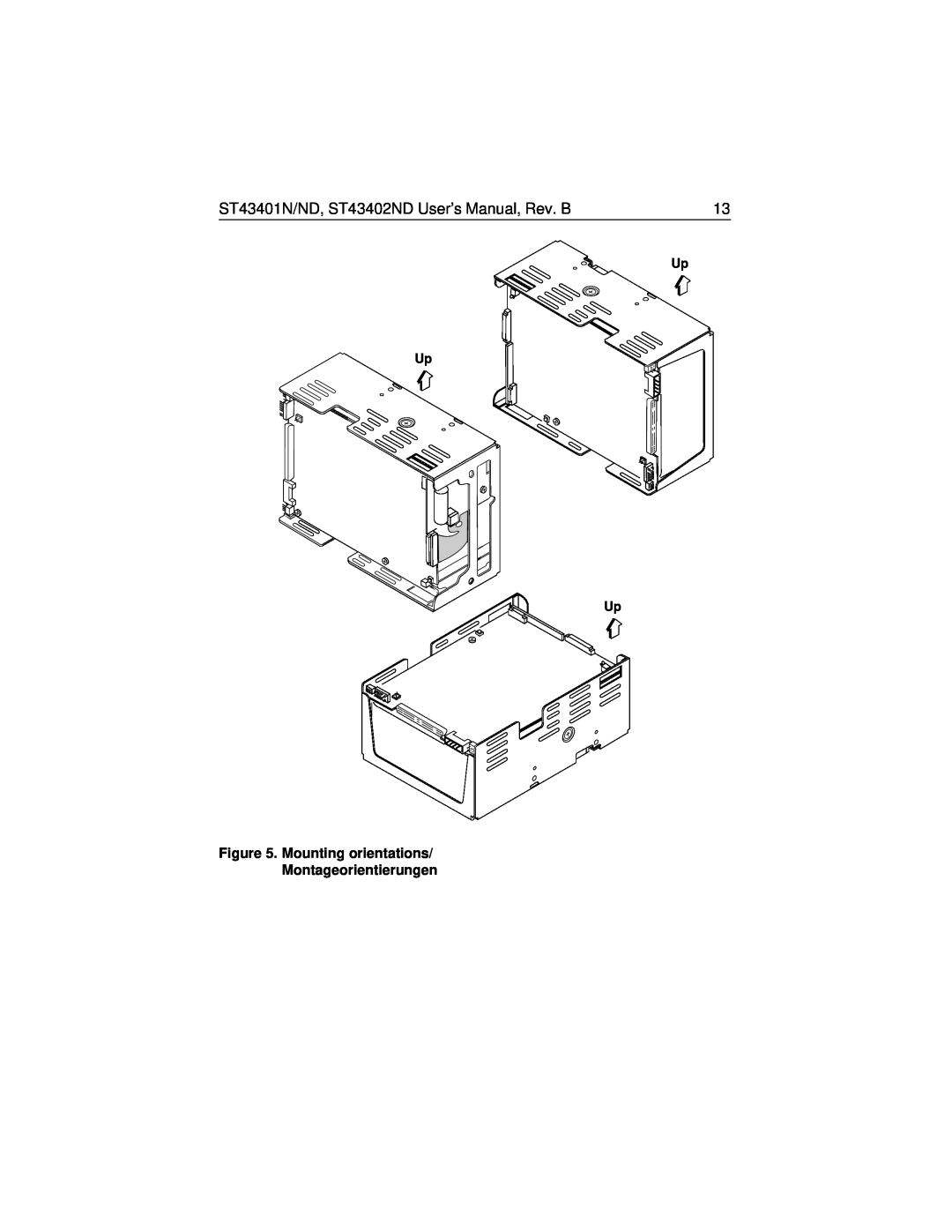 Seagate ST43401N/ND, ST43402ND user manual Mounting orientations Montageorientierungen, Up Up Up 