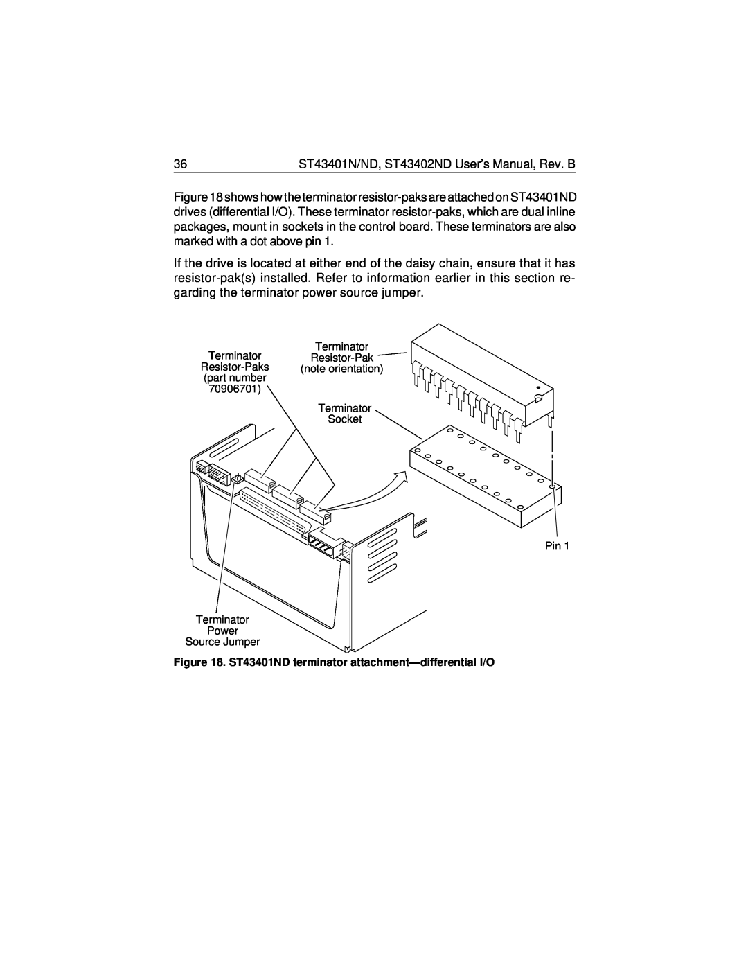 Seagate ST43402ND, ST43401N/ND user manual Terminator Resistor-Paks part number 70906701 Terminator Power, Source Jumper 